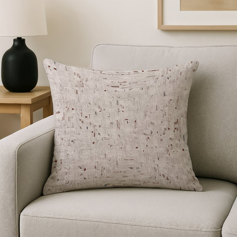 Coussin décoratif intérieur / extérieur gris Modern Modern, Gris / beige / brun clair abstrait 7, Carré 18 po