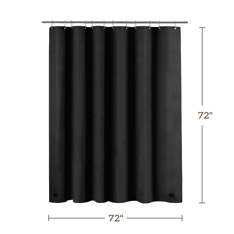 Doublure de rideau de douche imperméable légère en PEVA, H 72 po x l 72 po, Noir