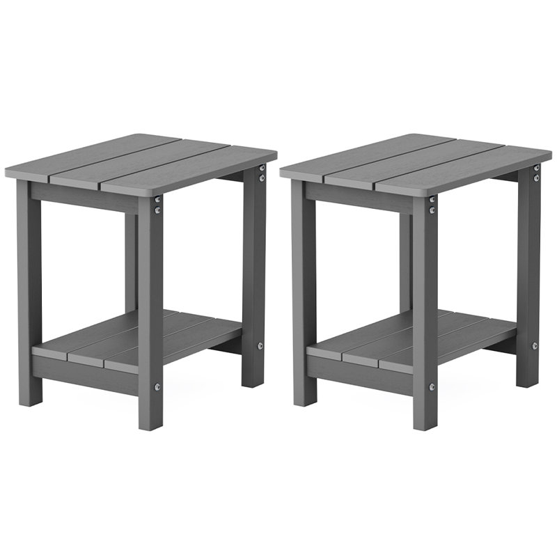 Outdoor Side Table Adirondack Tables Weather Resistant Patio Table Plastic Outdoor End Tables（Set Of Two）, Gray