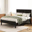 Structure de lit plateforme double pleine grandeur avec tête de lit tapissier et lattes de bois - aucun sommier requis, assemblage facile, noir-1225327113