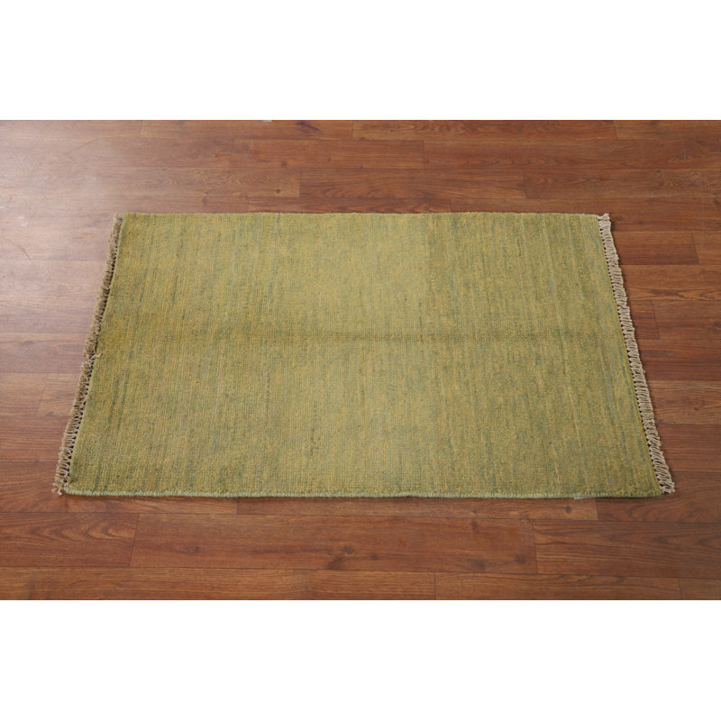 Tapis décoratif jaune et vert Gabbeh 2x3