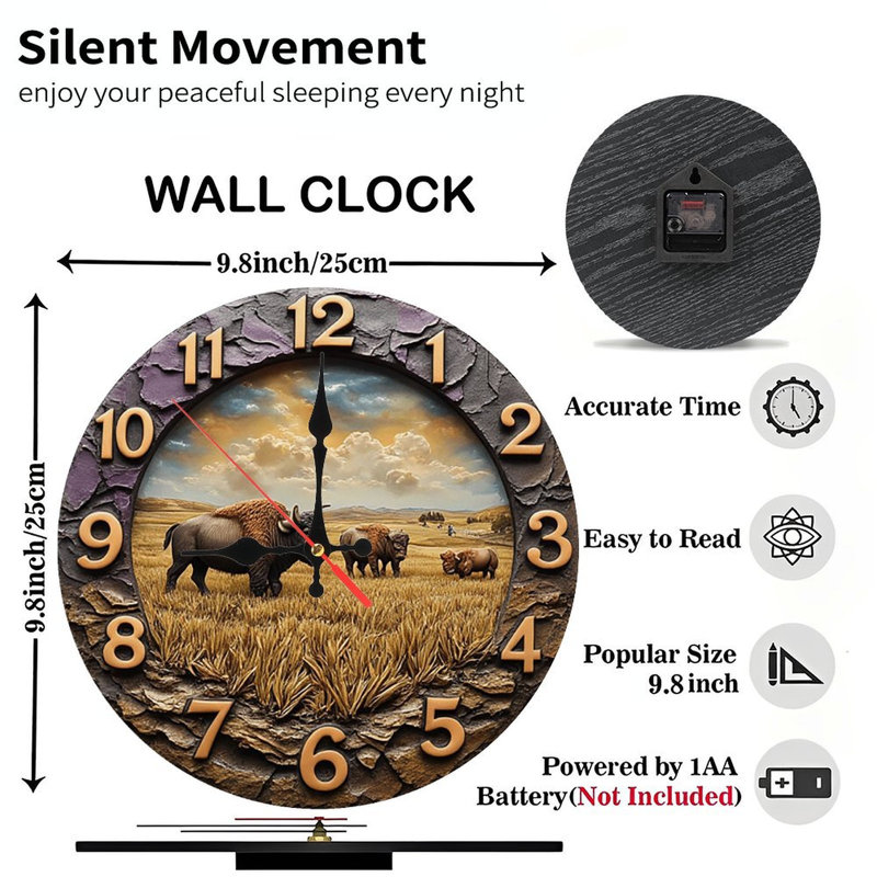 Horloge murale Prairie Bison