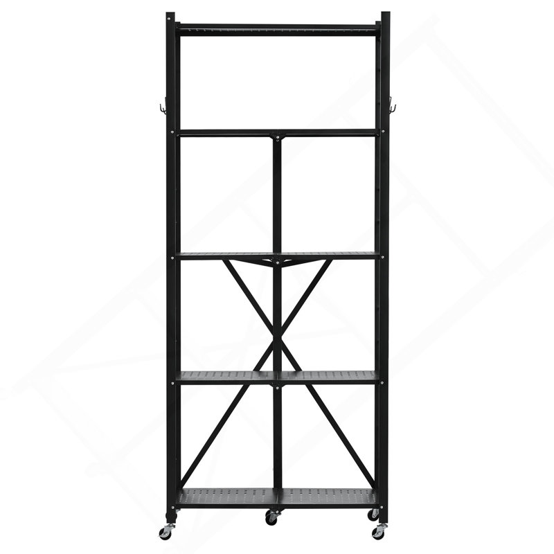 Étagère de rangement pliable à 5 niveaux avec roulettes