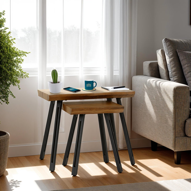 Kelleher WAVE EDGE NEST OF TABLES, Medium Oak