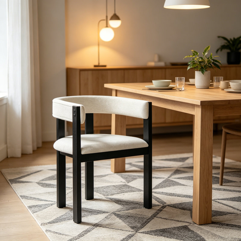 Ensemble de 2 chaises de salle à manger, chaises de cuisine rembourrées avec accoudoirs rembourrés, chaises de salle à manger ergonomiques avec cadre en bois massif pour la maison, le restaurant et le café