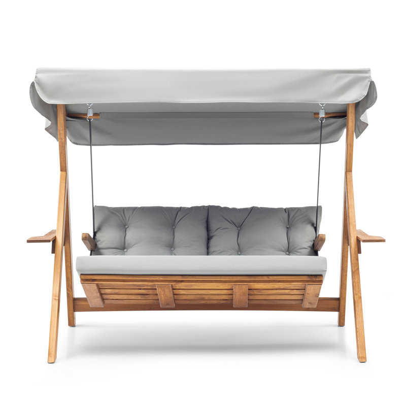 Baelynn 3 Person Porch Swing with Canopy, Grey