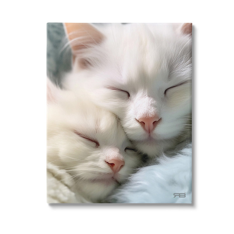 «Cuddling White Cats» par RB, H 40 po x l 30 po