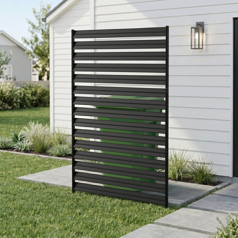Écran d'intimité pour l'extérieur 60 "x 38" en métal (1 panneau), 1 panneau (H 60 po x l 38 po), Black