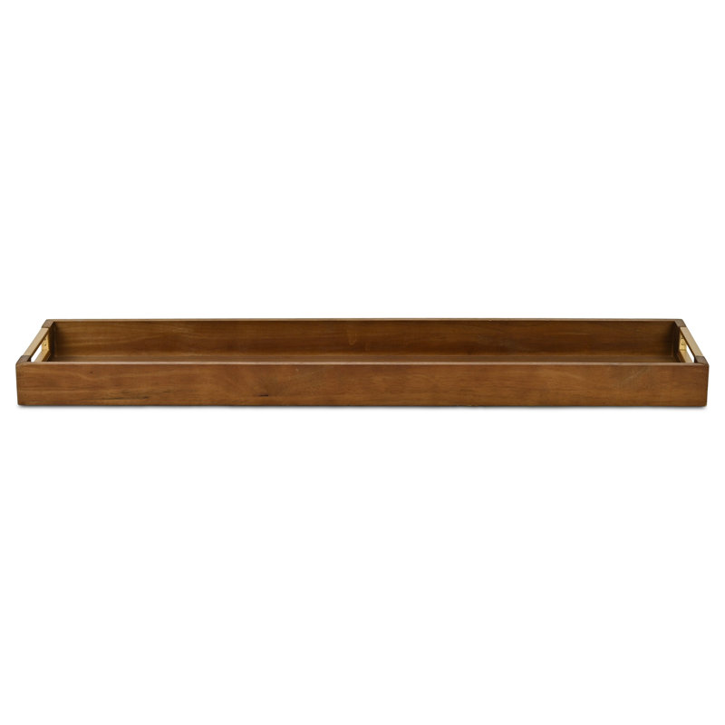 Nyssa Slim Rectangular Wood Decorative Tray, 31.88"W x 8.25"D x 2"H, Brown