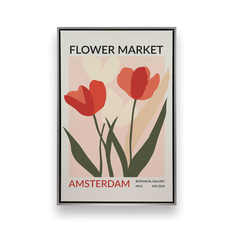 Amsterdam Flower Market II, Cadre flottant en chrome poli, H 30,75 po x l 20,75 po