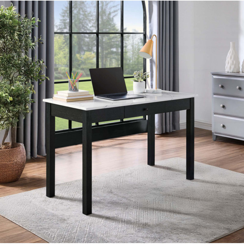 Bureau moderne en faux marbre avec tiroir de rangement intégré