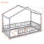 Structure de lit simple en bois avec clôture, pour enfants, adolescents, gris-150929170-150929175