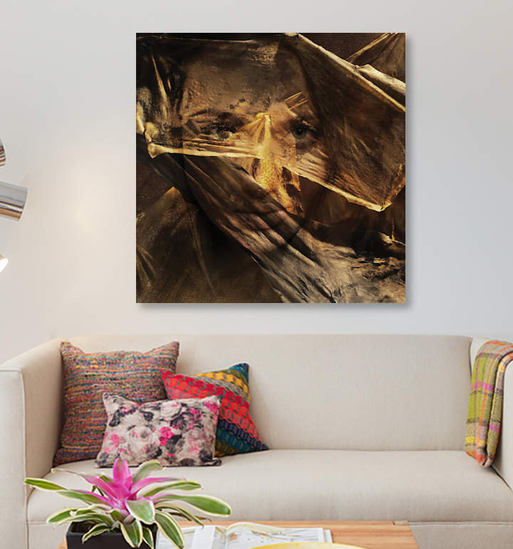 « golden times », reproduction d’impression sur toile, H 37 po x l 37 po x P 1,5 po, Toile tendue, Pas de tapis