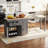 74.5" Kitchen Island with Extendable Dining Table, Rolling Kitchen Cart on Wheels with Spice Rack, 4-Door Cabinet & 2 Drawers, Multifunctional Kitchen Storage Island for Dining Room-1908680237