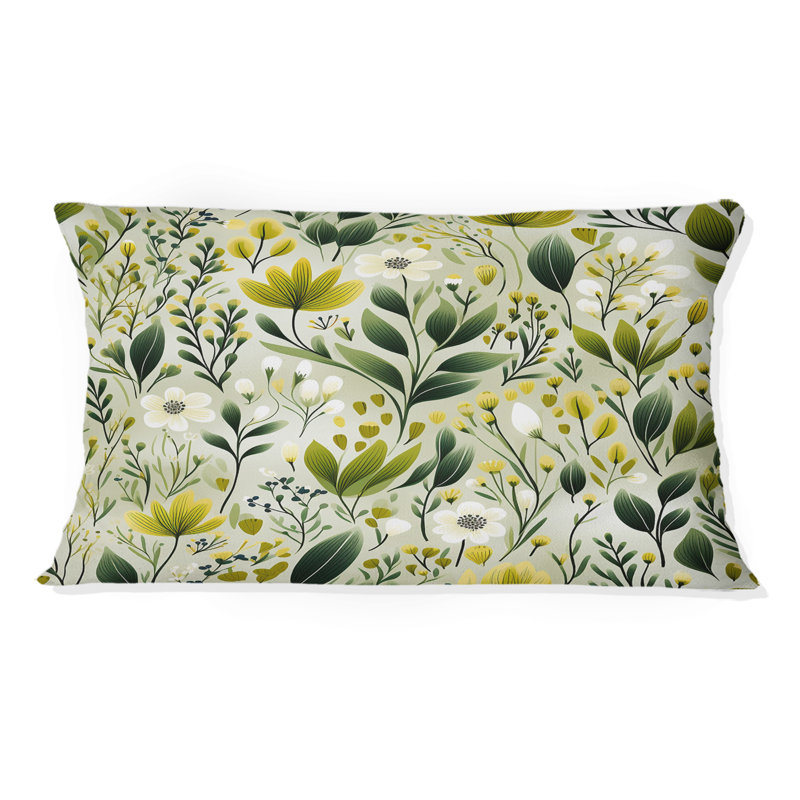 Meadow Greenery Botanical Green - Coussin décoratif abstrait corail récif multicolore azur