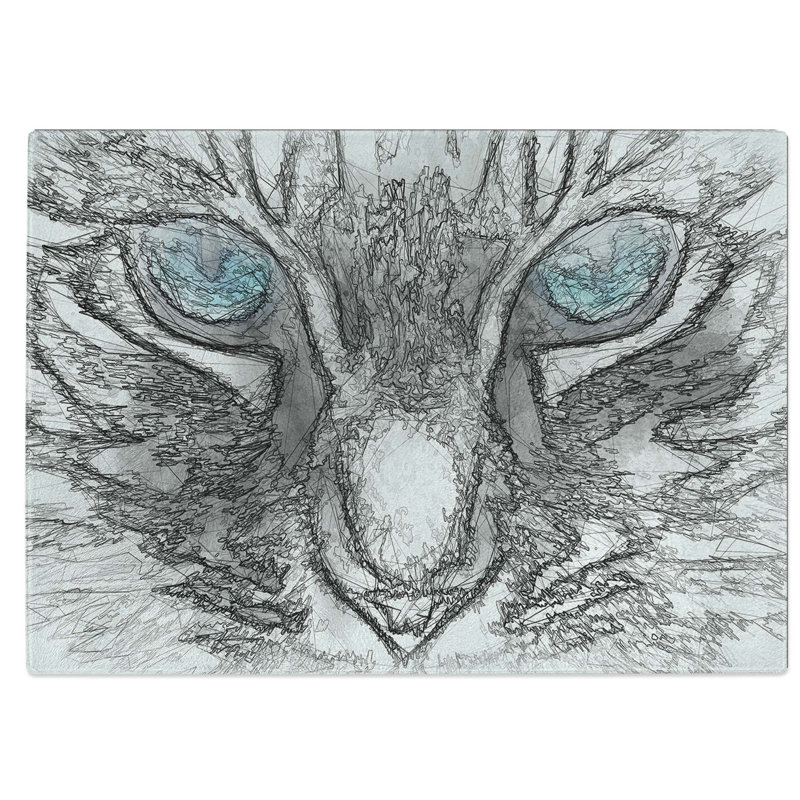 Tempered Glass Bright Cat Eyes Chopping Board, 39 cm W x 28.5 cm L