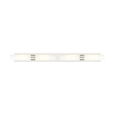 Éclairage pour meuble-lavabo 4 lumières 51 po Ballston - Maliyah - Finition laiton brossé - Abat-jour blanc rayé