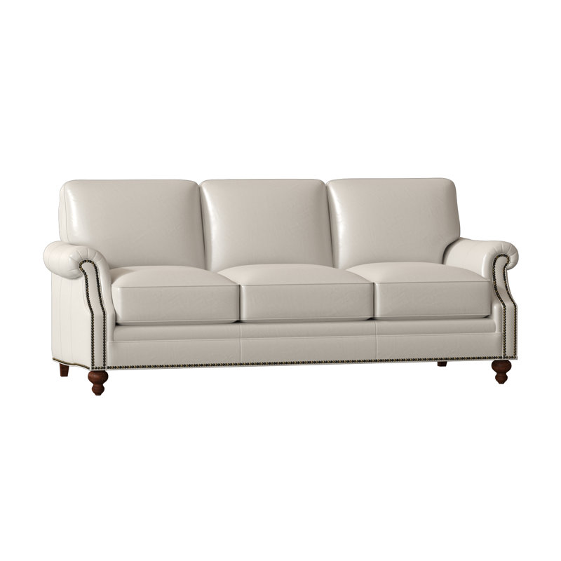West Sofa, Natural, Mahogany, Aline Fumo Genuine Leather
