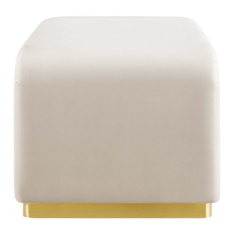 Almond Velvet Waterfall Ottoman with Brass Base