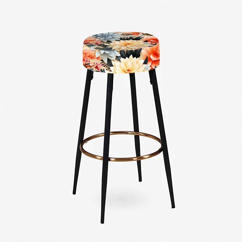 Ensemble de 2 tabourets de bar multicolores à motif floral fusion contemporain
