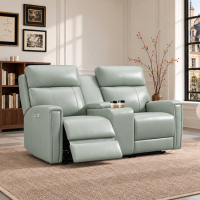Rumalda 72" ual-Motor Recliner Sofa Genuine Leather Sofa Power Zero Gravity Reclining Loveseat with USB&USB-C Port