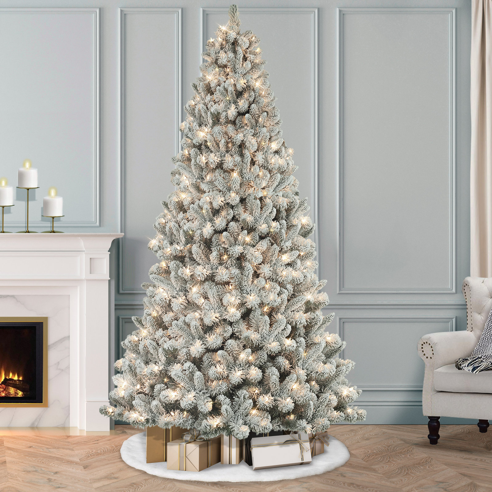 90' Lighted Artificial Pine Christmas Tree