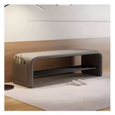 Scandinavian Style Solid Wooden Upholstered Shoe Storage Bench