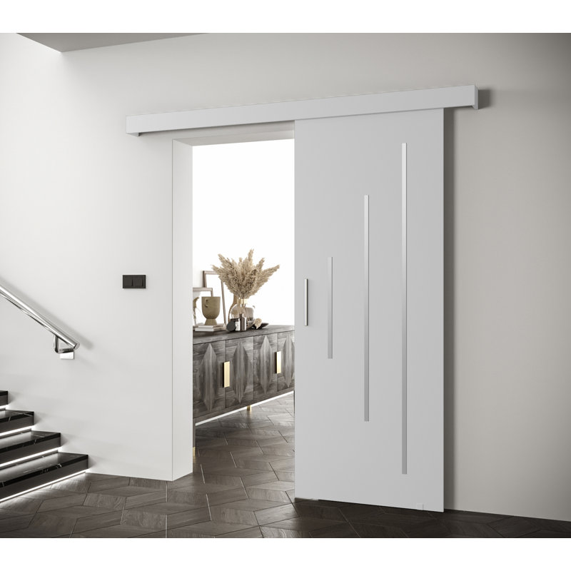 Salwador Y sliding doors with self -closing mechanism, White
