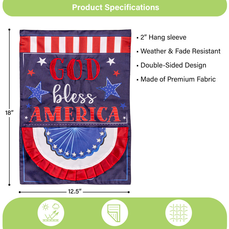 Drapeau de jardin patriotique «God Bless America»