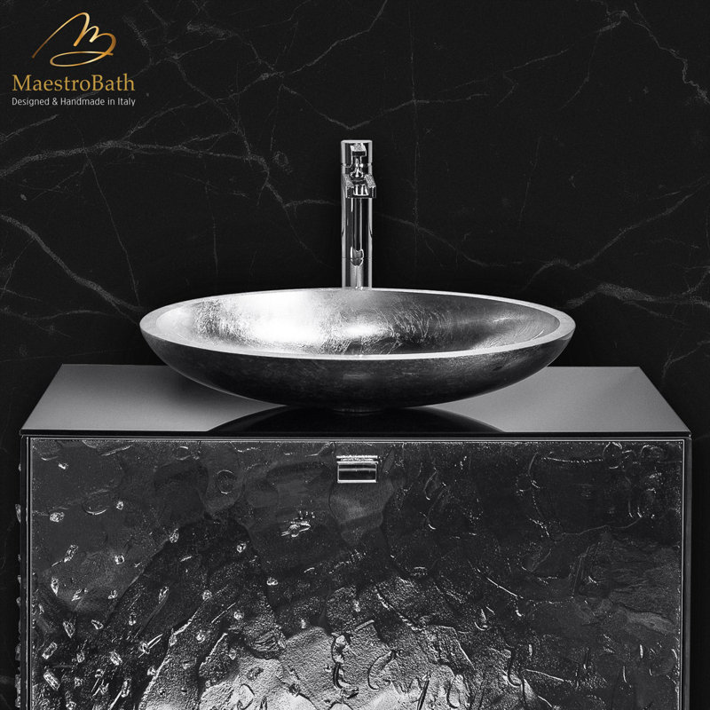 Maestro Bath Nova Max 15.8'' Resin Oval Bathroom Sink, Silver Leaf