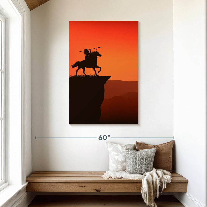 Indian Warrior Sunset, 45" H x 30" W