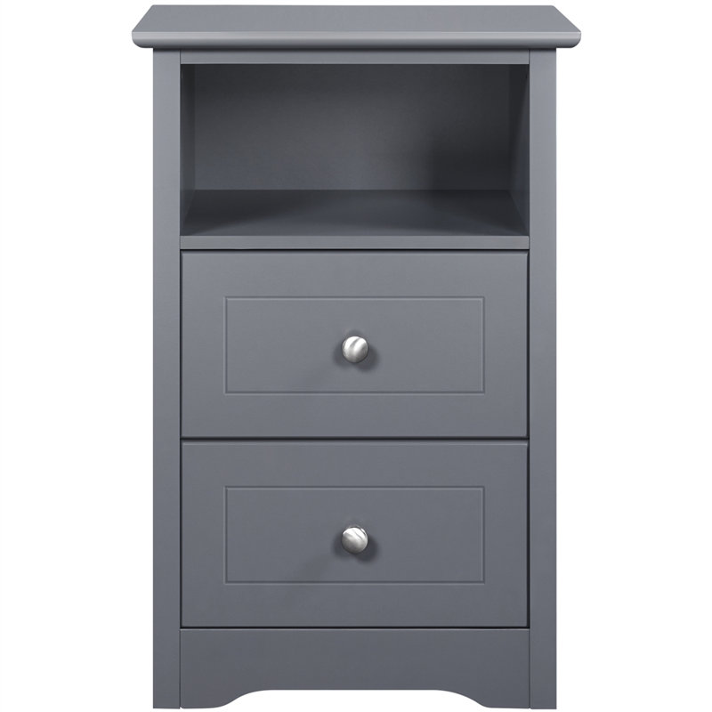 Side Table with Storage, Dark Gray