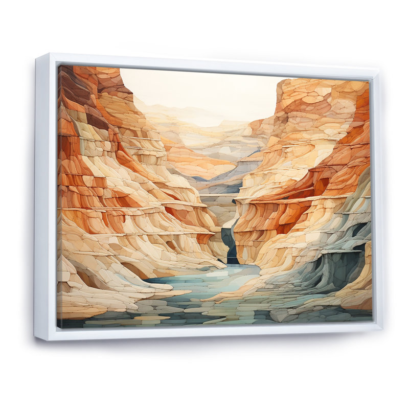 Minimalisme dans un canyon, impression sur toile, 34" H x 44" W, Cadre flottant blanc