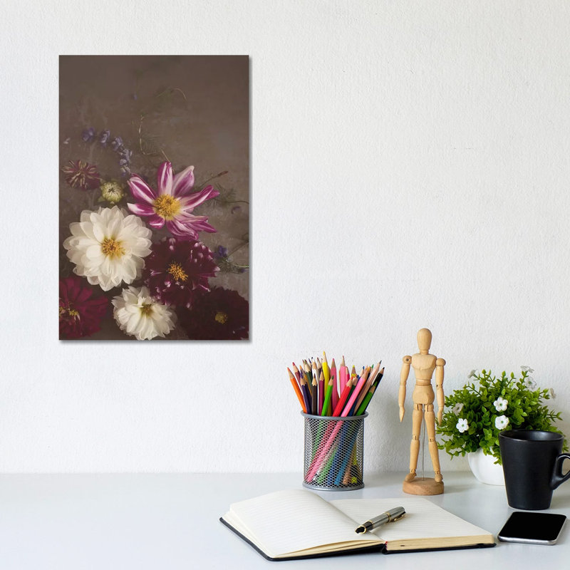 Dark Dalias Final by Mandy Lynne - Wrapped Canvas Print, 20.32 cm H x 30.48 cm W