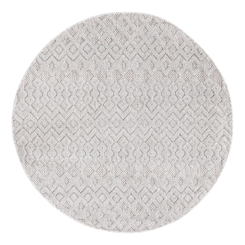 Grindle Geometric Indoor / Outdoor Rug, Round 4'