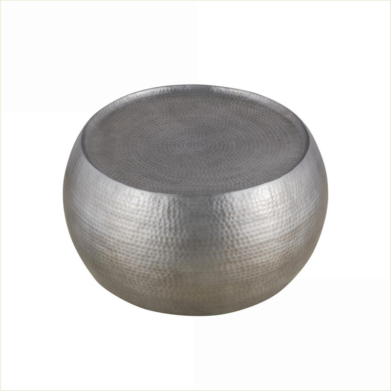 Table basse antique en aluminium martelé à la main - sans assemblage, polyvalente pour les salons, Doré