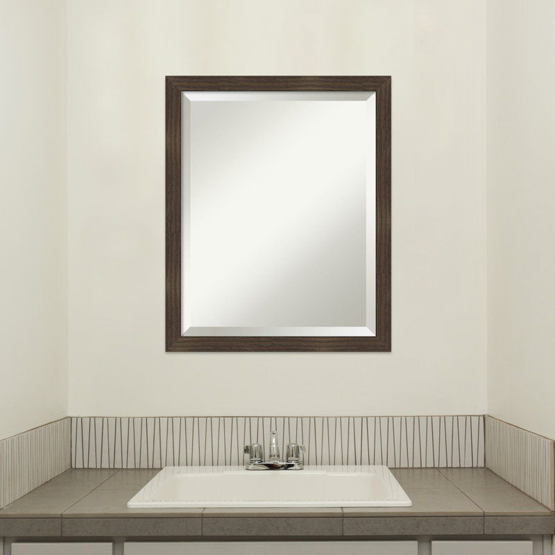Jobany Solid Wood Frame Mirror, 22" x 18", Gray, Rectangle