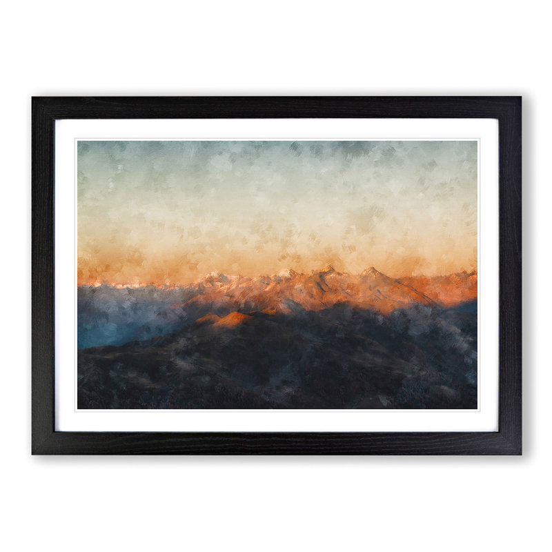 The Zillertal Alps in Italy - Picture Frame Painting Print, 62cm H x 87cm W x 2cm D, Black Framed