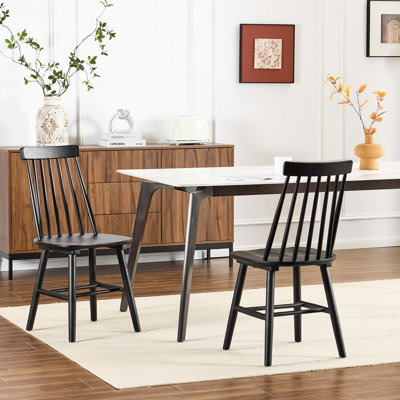 Ensemble de 2 chaises d'appoint et chaises de salle à manger en bois massif Windsor