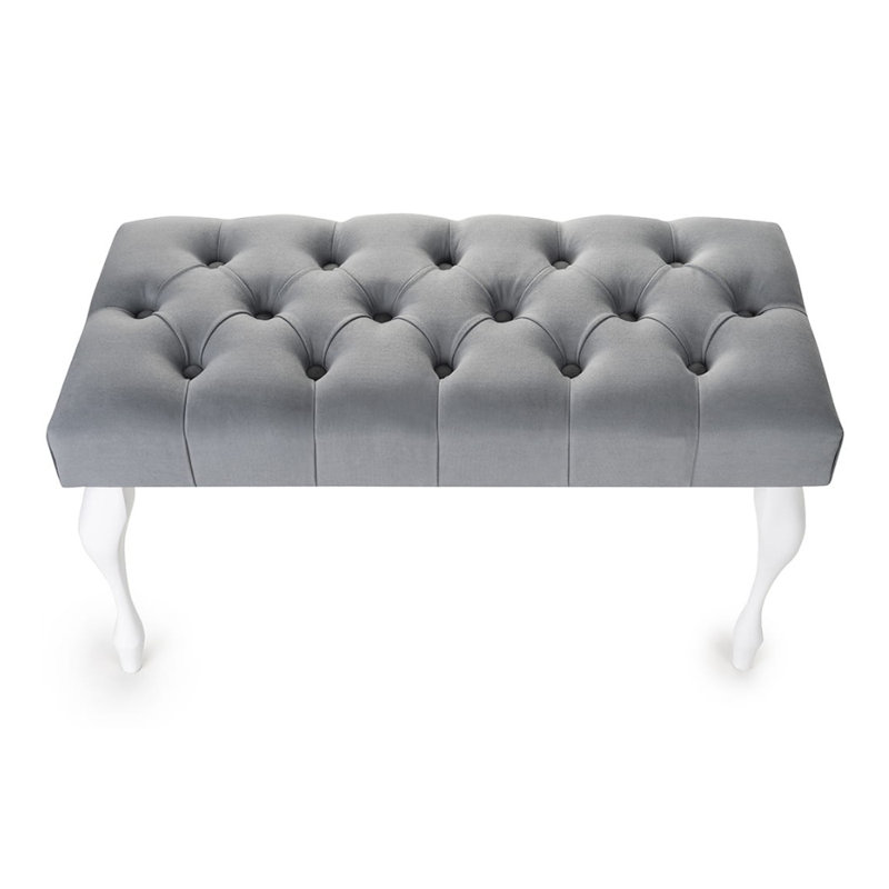 100% Polyester Upholstered Bench, Grey/White, H40 x W80 x D35cm