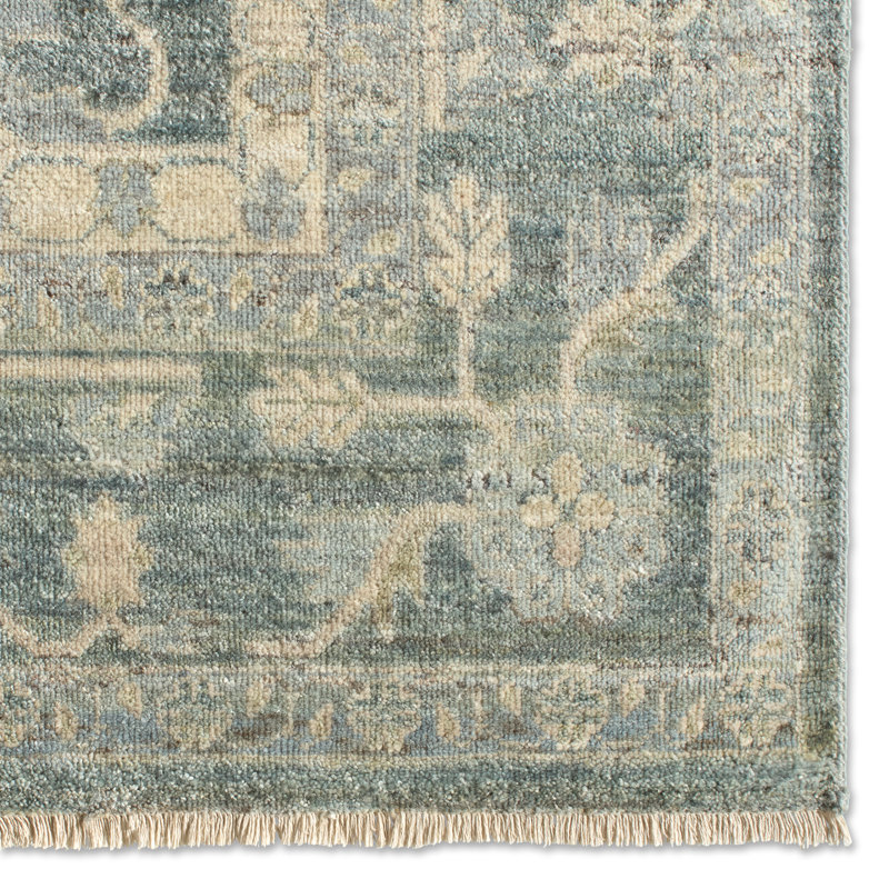 Jaipur Living Kerensa ORN08 Handknotted Floral Blue and Beige Area Rug (8'x11'), Rectangle 8' x 11'
