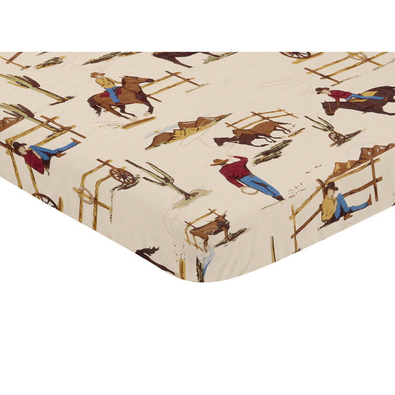 Wild West Cowboy Mini Fitted Crib Sheet