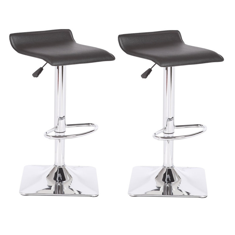 Swivel Upholstered Adjustable Height Counter Stool, Black