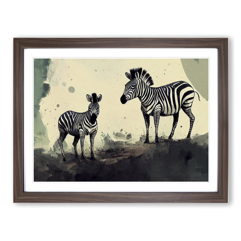 Zebra Vol.2 - Single Picture Frame Painting, 46cm H x 64cm W x 2cm D, Walnut