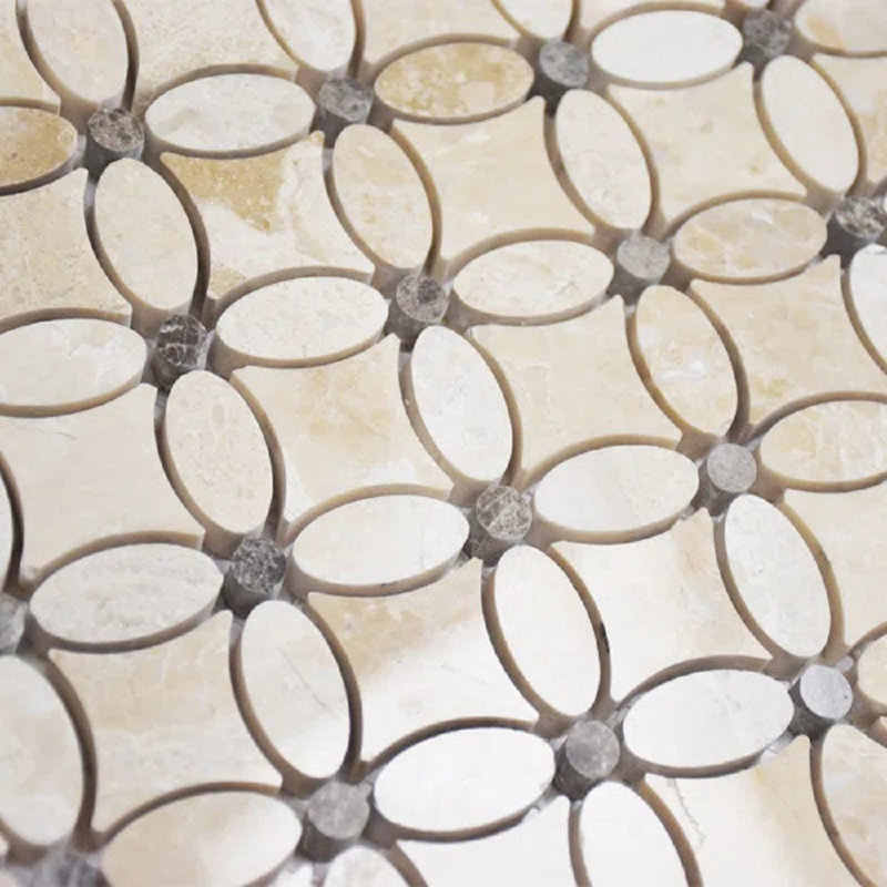 Carreau de mosaïque murale en marbre 12 po x 12 po, Beige / Brun