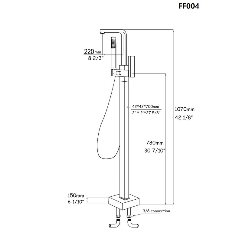 Matte Black Freestanding Floor Mount Tub Faucet with Hand Shower