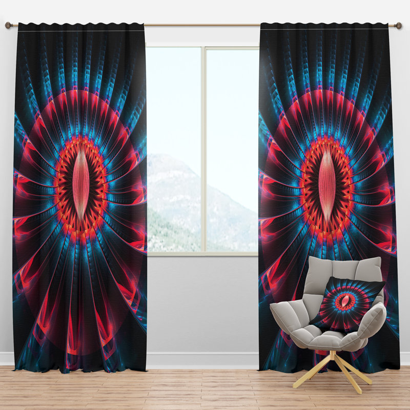 Fleur abstraite fractale colorée - rideau en velours moderne - obscurcissant - 1 panneau, l 52 po x L 108 po