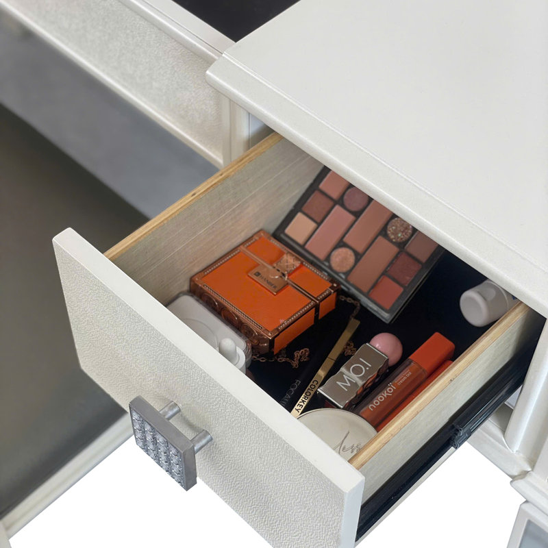 Mirrored Vanities Desk with Drawers