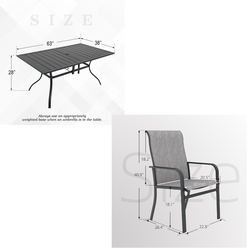 Ensemble de table de salle à manger 6 personnes, Gris