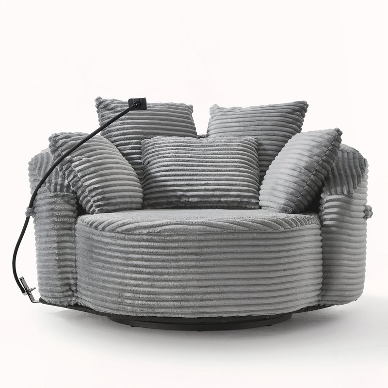 360° Swivel Chair Accent Barrel Chair, Gray